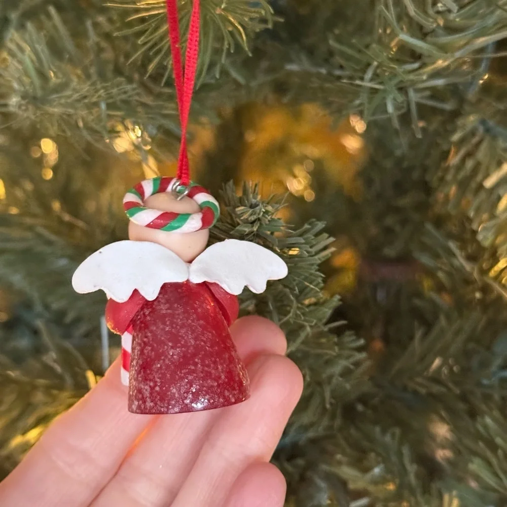 Vintage 1987 Festive Angel Gumdrop Ornament with Candy Cane